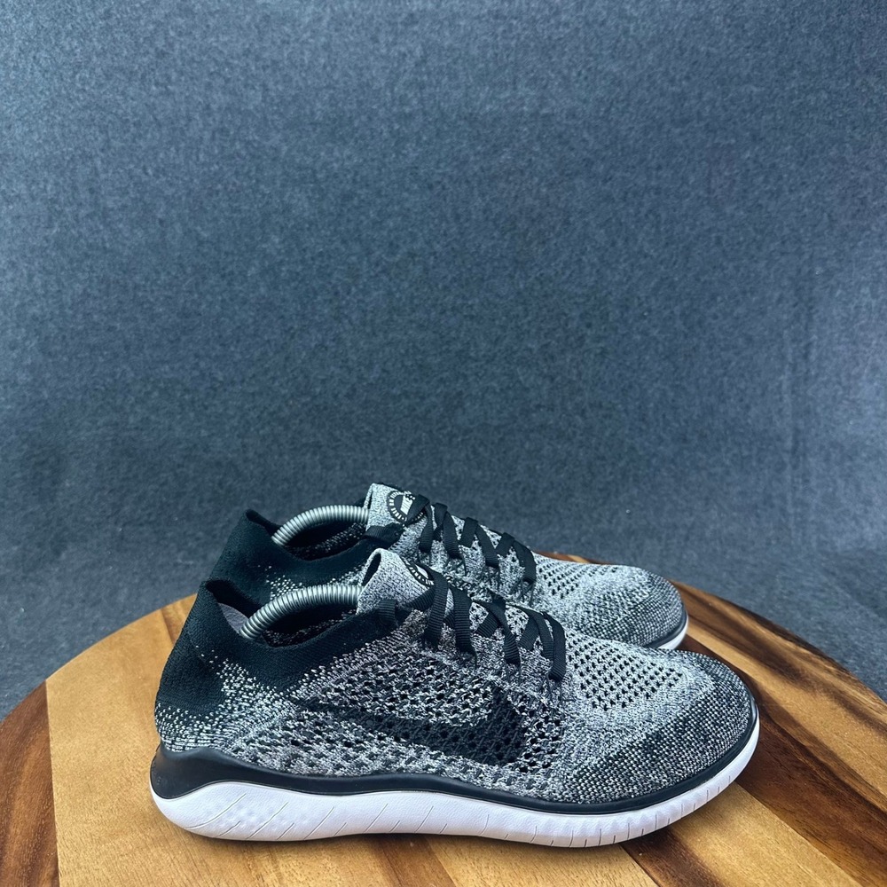 Nike Free RN Flyknit 2018 FK Oreo Grey Black White Shoes 942839-101 Womens Sz 8